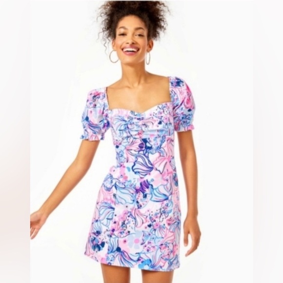 Lilly Pulitzer Keisha Off-The-Shoulder Floral Puff Sleeve Mini Dress - Picture 8 of 11